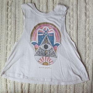 Spiritual Gangster White Muscle Tee with Multicolor Design